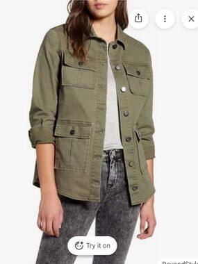 1822 Denim Utility Jacket in Olive Green